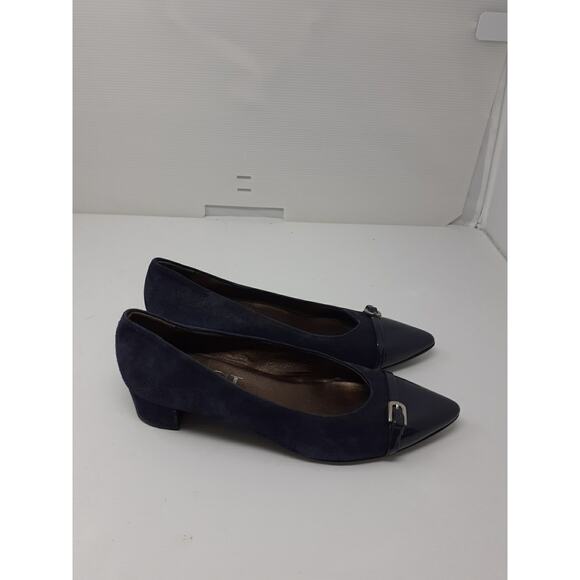 AGL Atillio Giusti Leombruni Pointy Toe Pump Navy size 41.5 Shoes Career - Picture 7 of 14